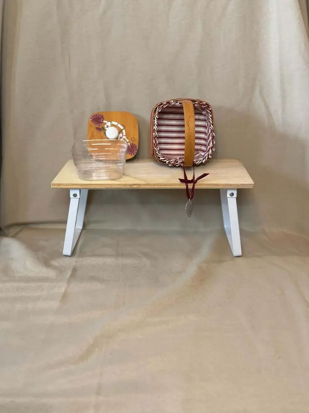 Longaberger Woven Basket with Wooden Lid and Plastic Liner